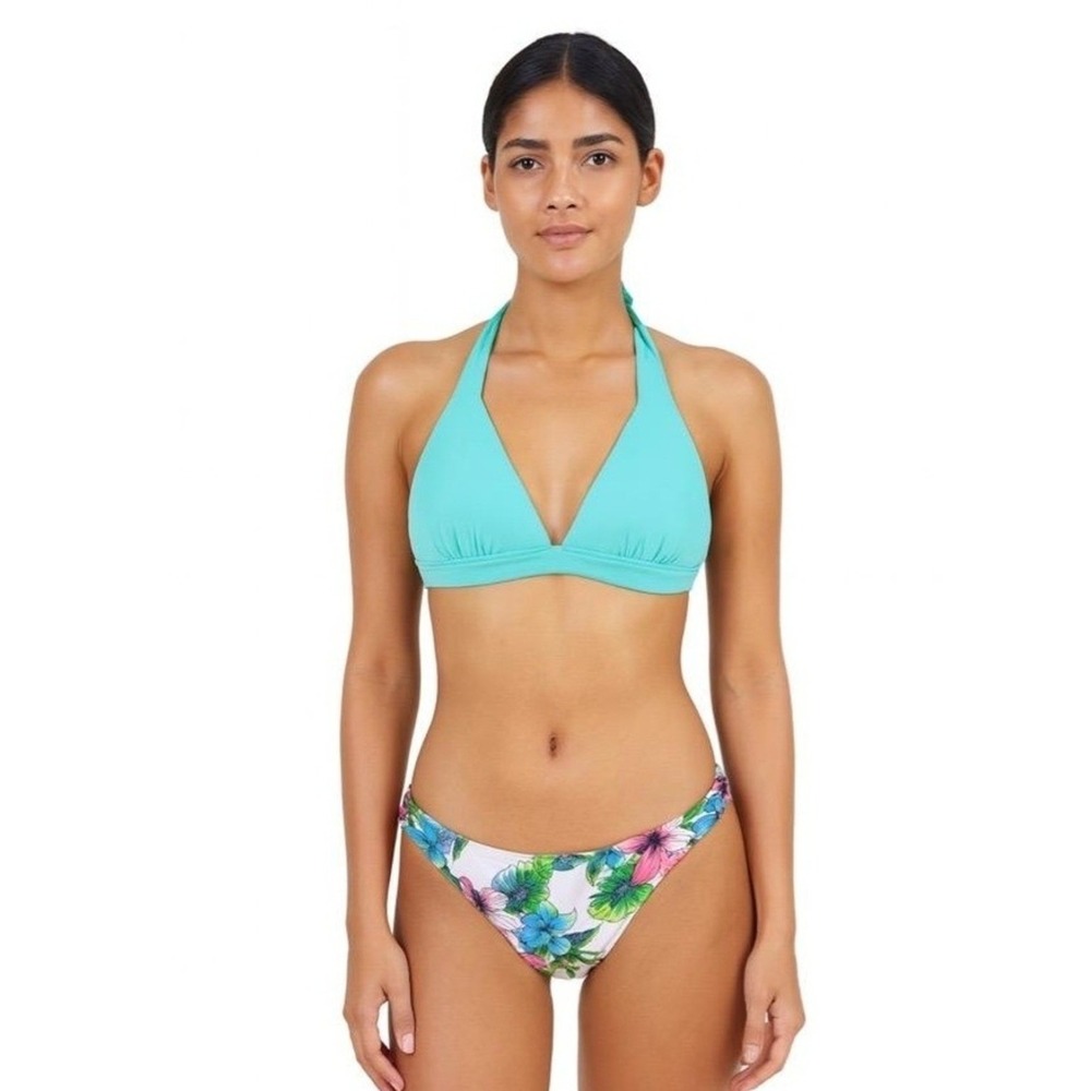 Mudd Apt. 9 Bikini Swimsuit 2 Piece Large Teal Aqua Tropical Beach Pool Summer